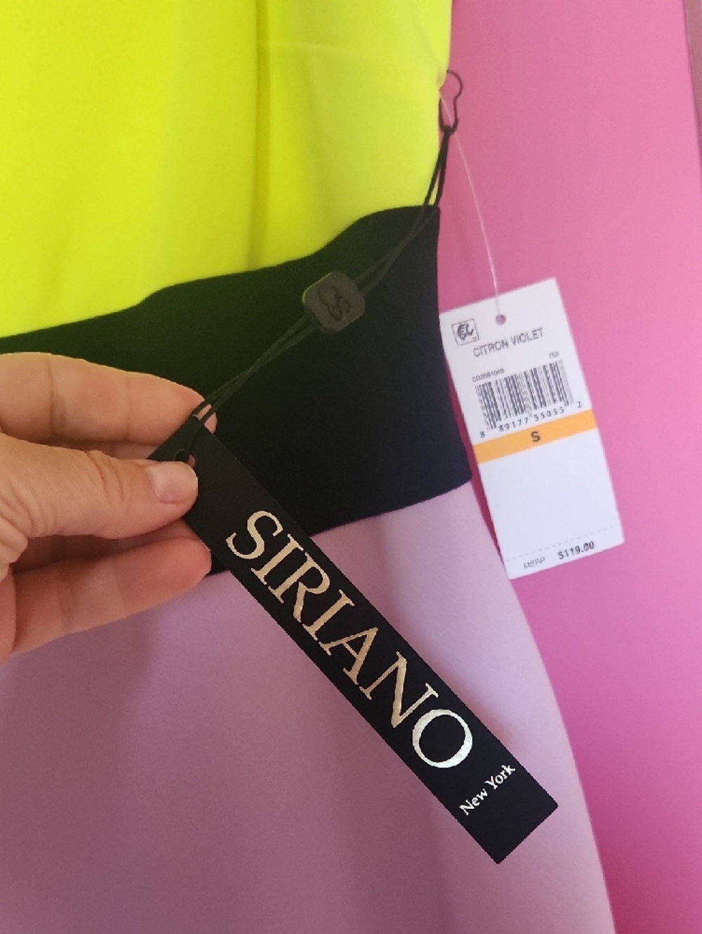 Christian Siriano Neon Yellow, Black & Lavender Tie-Shoulder Midi Dress - Picture 3 of 13